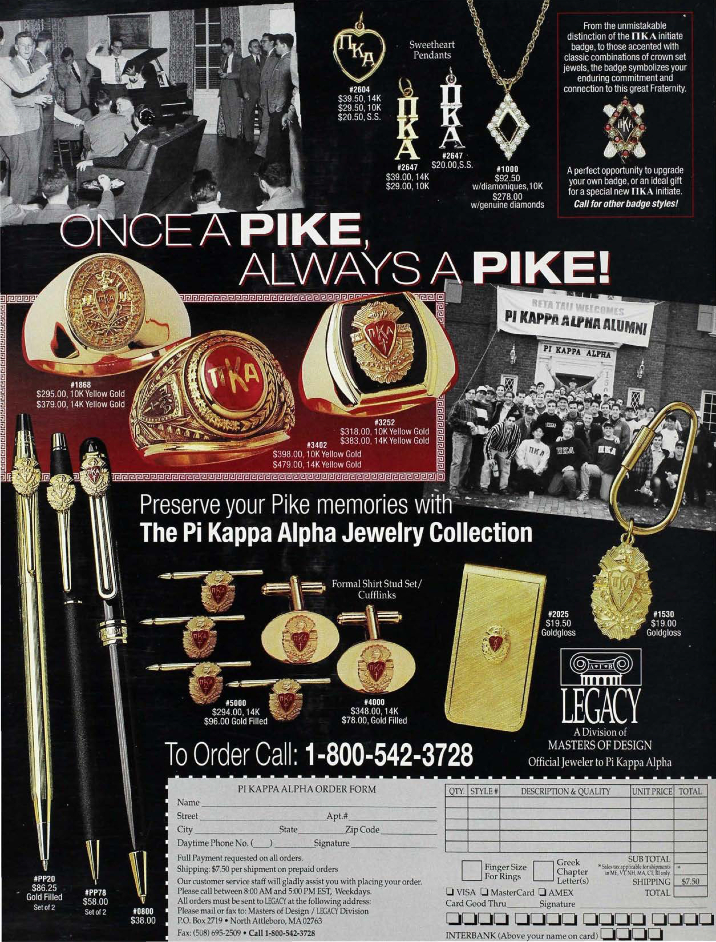 The Pi Kappa Alpha Jewelry Collection Advertisement, Winter 1999